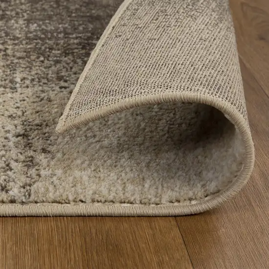 8' Black And Gray Damask Distressed Runner Rug Photo 4