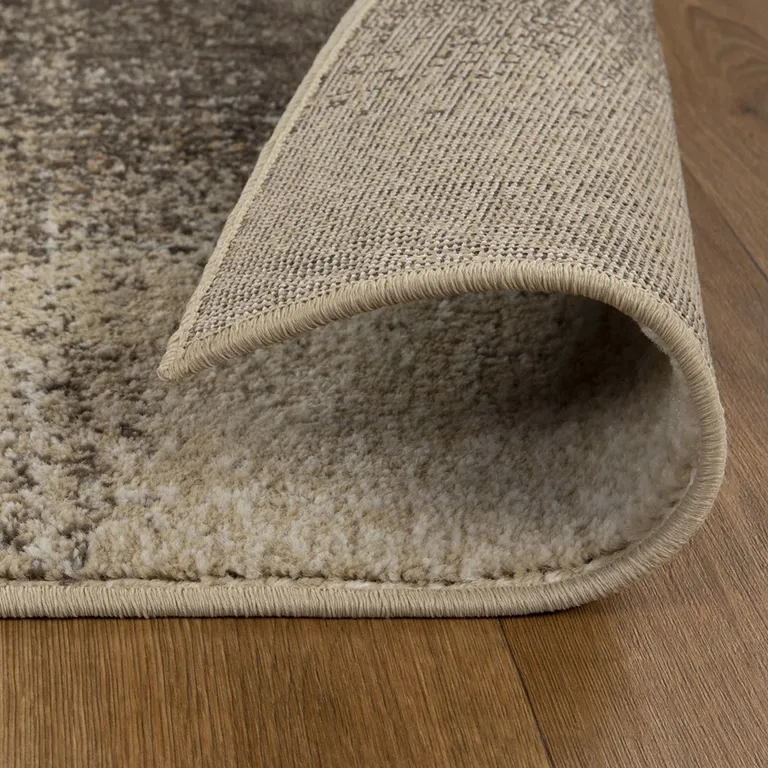 8' Damask Distressed Stain Resistant Runner Rug Photo 4