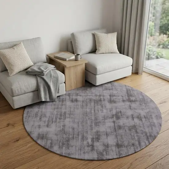 6' Dark Brown Round Hand Loomed Area Rug Photo 1