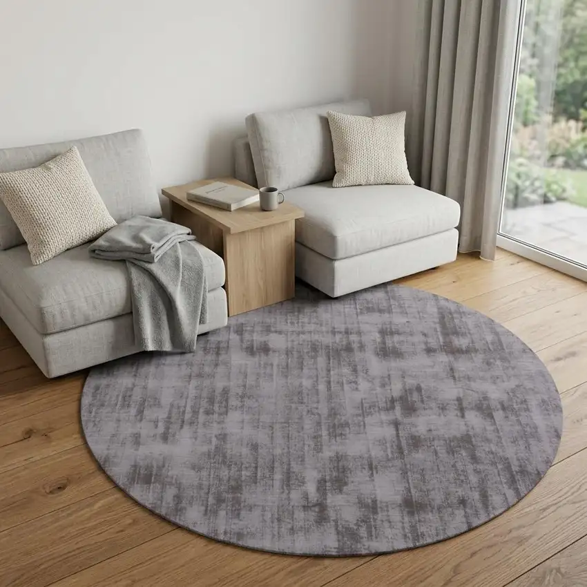 6' Dark Brown Round Hand Loomed Area Rug Photo 1