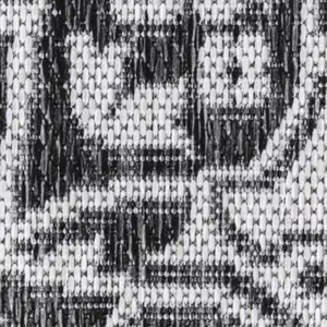 Photo of 8' Dark Gray And Cream Medallion Indoor Outdoor Runner Rug