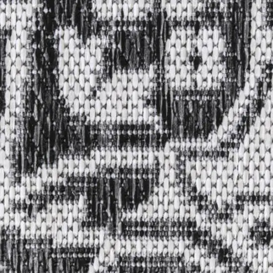 8' Dark Gray And Cream Medallion Indoor Outdoor Runner Rug Photo 1