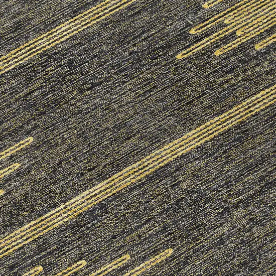8' Dark Gray And Gold Round Abstract Washable Indoor Outdoor Area Rug Photo 8