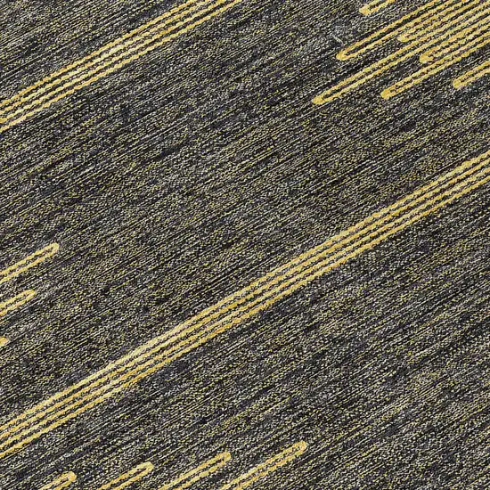 8' Dark Gray And Gold Round Abstract Washable Indoor Outdoor Area Rug Photo 8