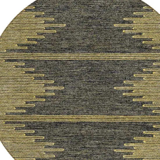 8' Dark Gray And Gold Round Abstract Washable Indoor Outdoor Area Rug Photo 4
