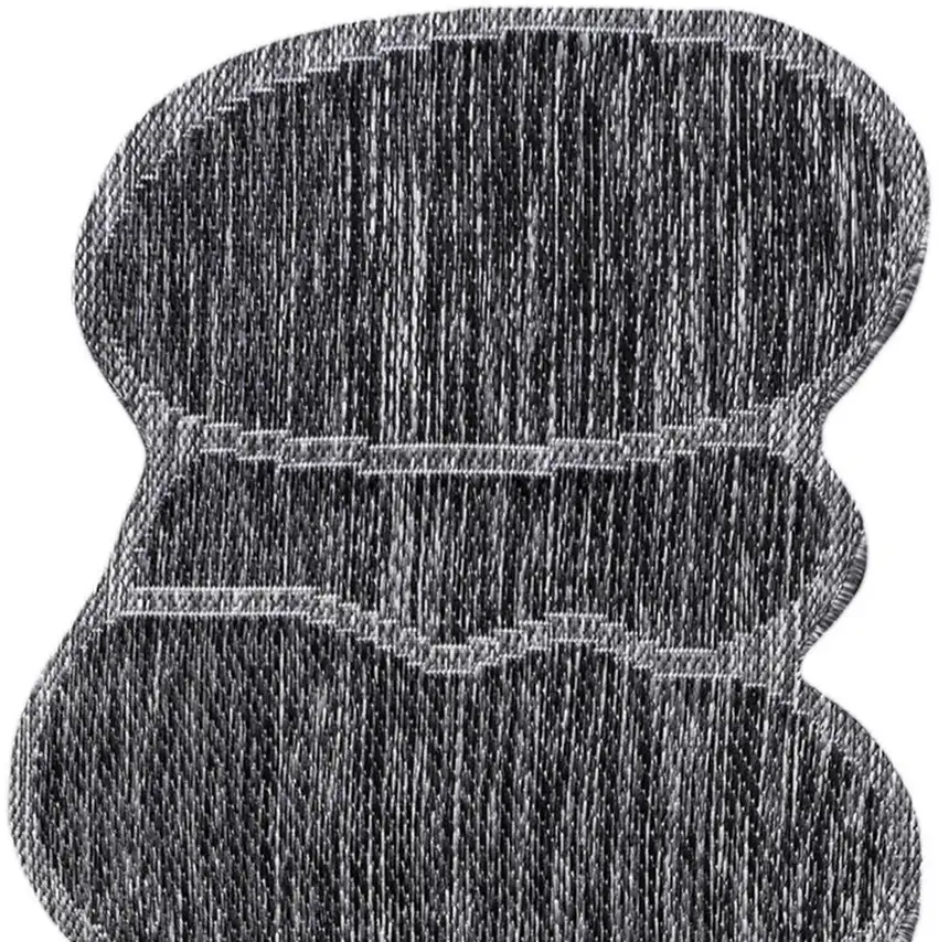 8' Dark Gray And Gray Medallion Indoor Outdoor Runner Rug Photo 2