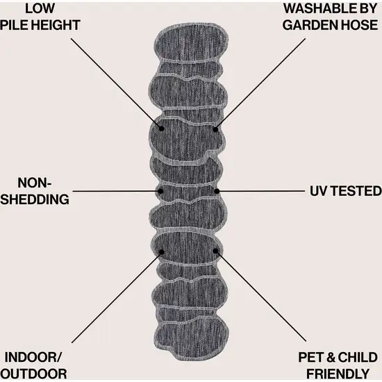 8' Dark Gray And Gray Medallion Indoor Outdoor Runner Rug Photo 7