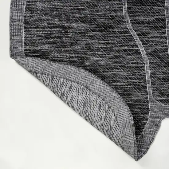 8' Dark Gray And Gray Medallion Indoor Outdoor Runner Rug Photo 8