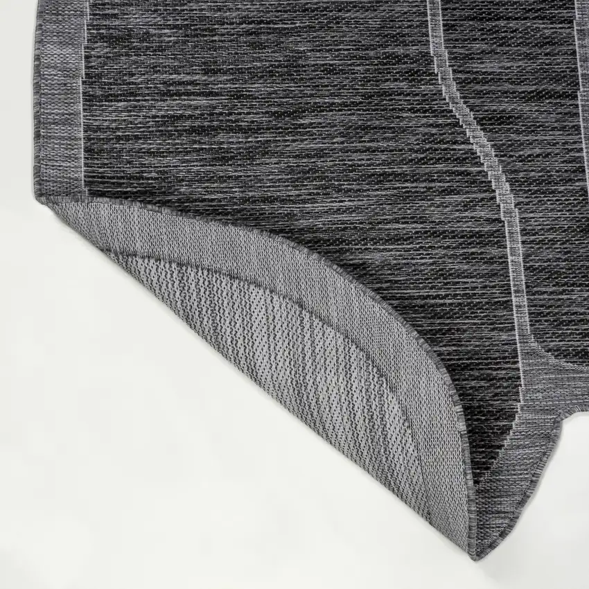 8' Dark Gray And Gray Medallion Indoor Outdoor Runner Rug Photo 8