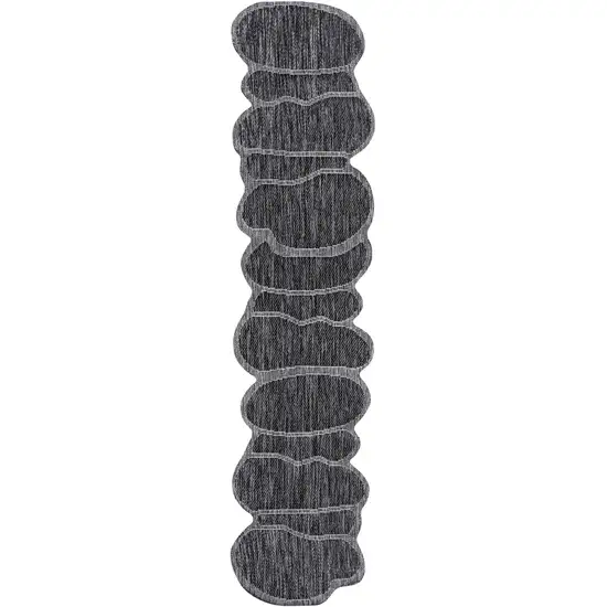 8' Dark Gray And Gray Medallion Indoor Outdoor Runner Rug Photo 3