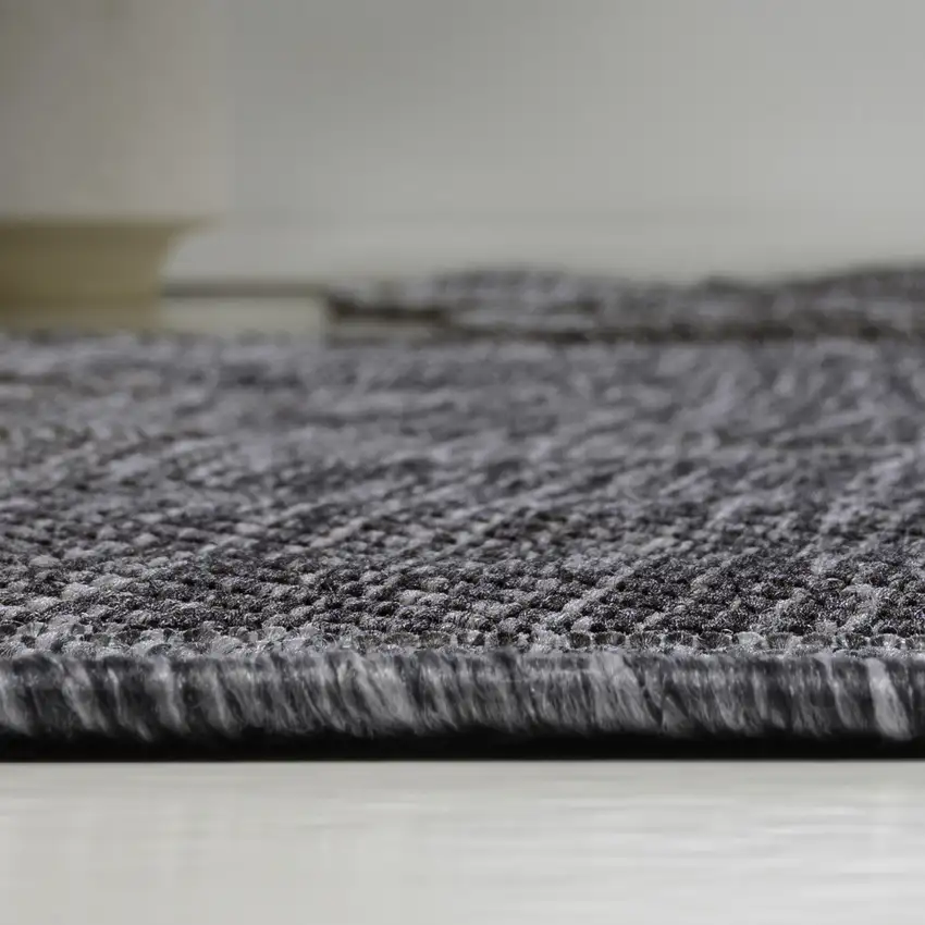 8' Dark Gray And Gray Medallion Indoor Outdoor Runner Rug Photo 9