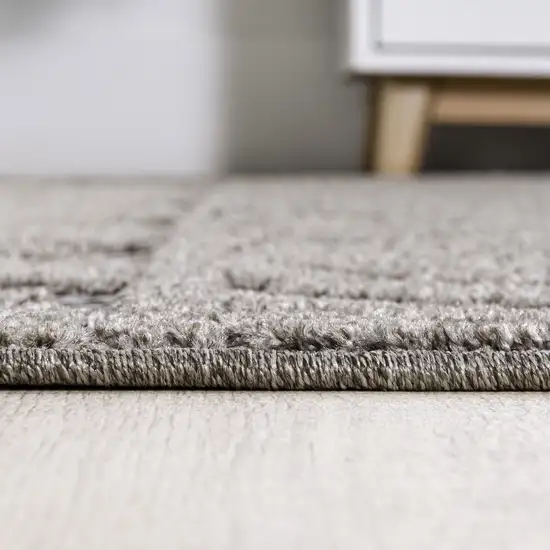 8' Dark Gray And Ivory Moroccan Indoor Outdoor Runner Rug Photo 7