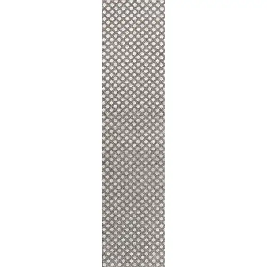 8' Dark Gray And Ivory Trellis Indoor Outdoor Runner Rug Photo 1