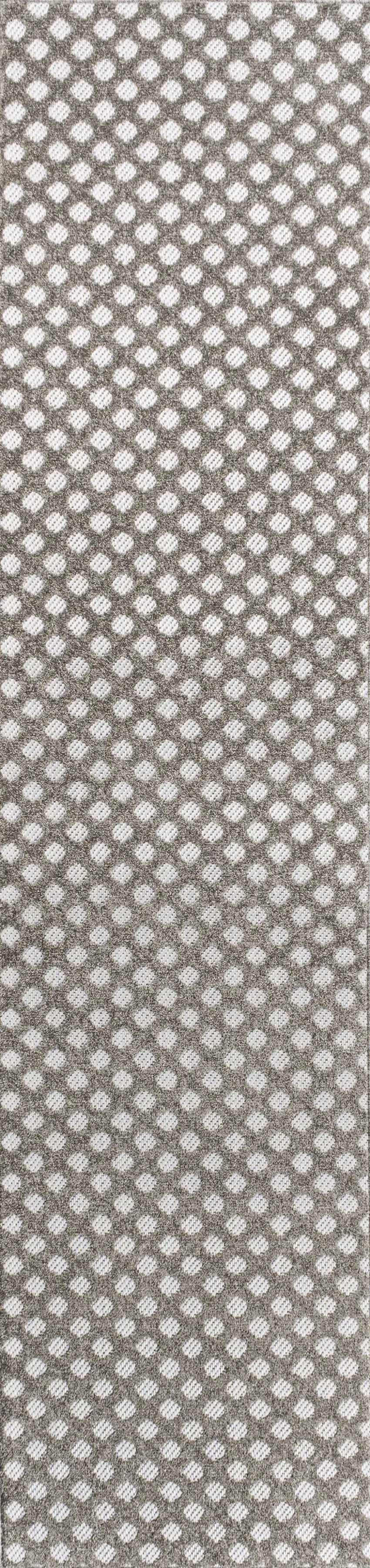 8' Dark Gray And Ivory Trellis Indoor Outdoor Runner Rug Photo 1
