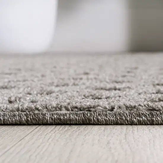 8' Dark Gray And Ivory Trellis Indoor Outdoor Runner Rug Photo 9