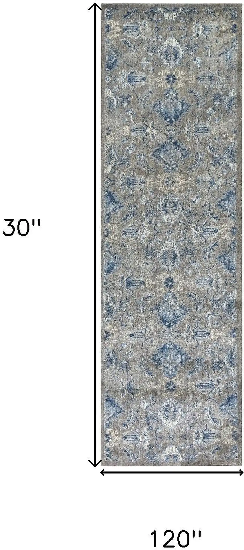 10' Dark Gray Blue And Light Gray New Zealand Lambs Wool Floral Hand Carved Handmade Area Rug Photo 6