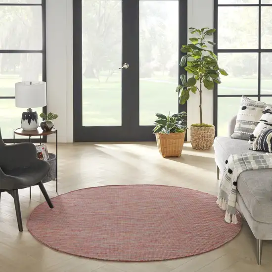 8' Dark Red Round Power Loom Area Rug Photo 8