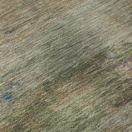 8' Denim Blue And Beige Abstract Washable Round Rug With UV Protection Photo 7