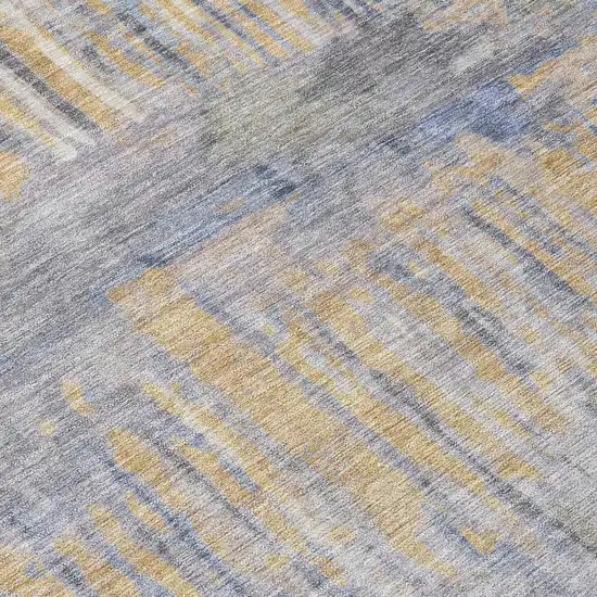 8' Denim Blue And Blue Round Abstract Washable Indoor Outdoor Area Rug Photo 7