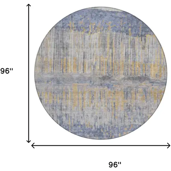 8' Denim Blue And Blue Round Abstract Washable Indoor Outdoor Area Rug Photo 8