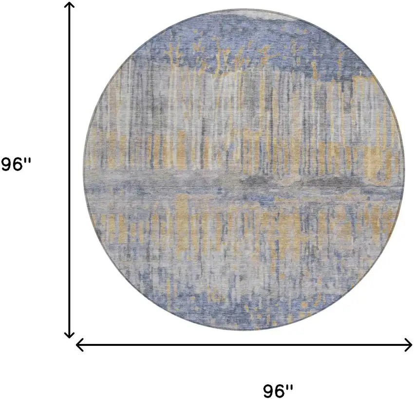 8' Denim Blue And Blue Round Abstract Washable Indoor Outdoor Area Rug Photo 8