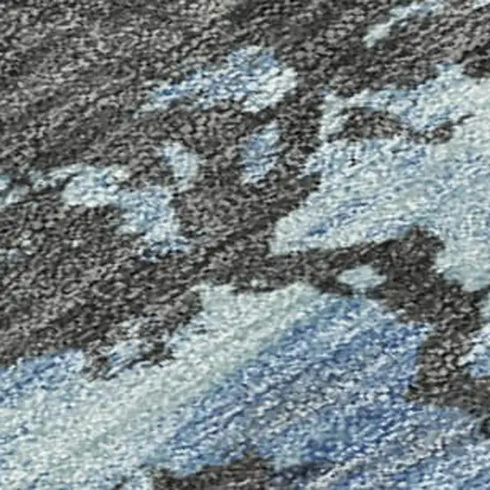 8' Denim Blue And Blue Round Abstract Washable Indoor Outdoor Area Rug Photo 2