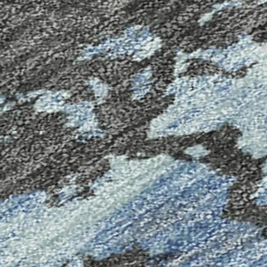 8' Denim Blue And Blue Round Abstract Washable Indoor Outdoor Area Rug Photo 2