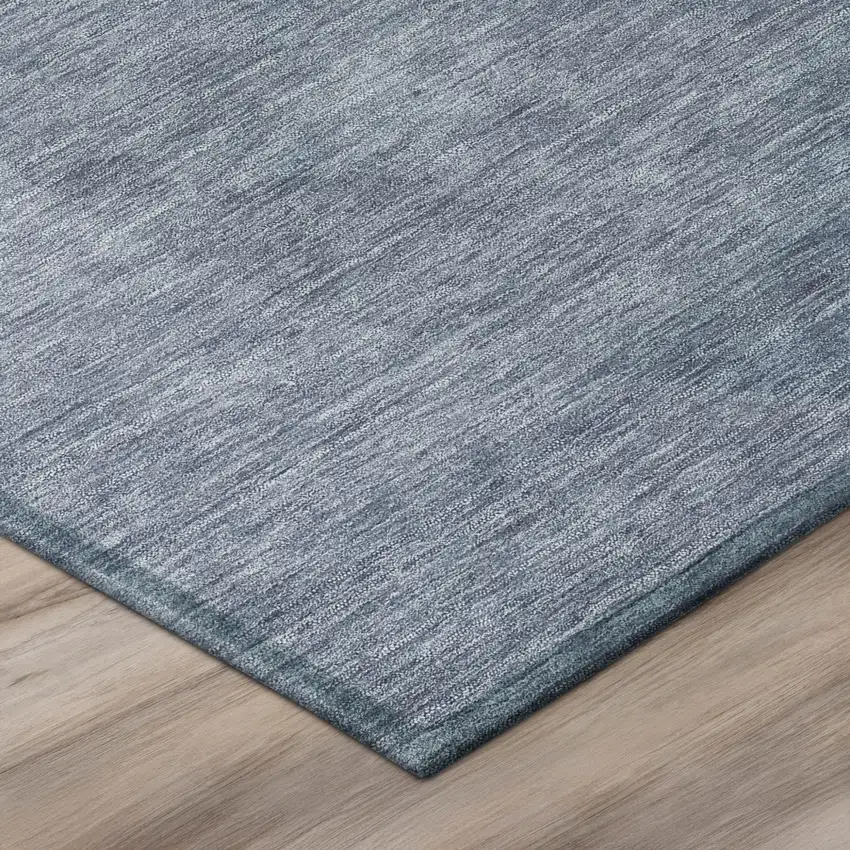 8' Denim Blue And Blue Round Abstract Washable Indoor Outdoor Area Rug Photo 4
