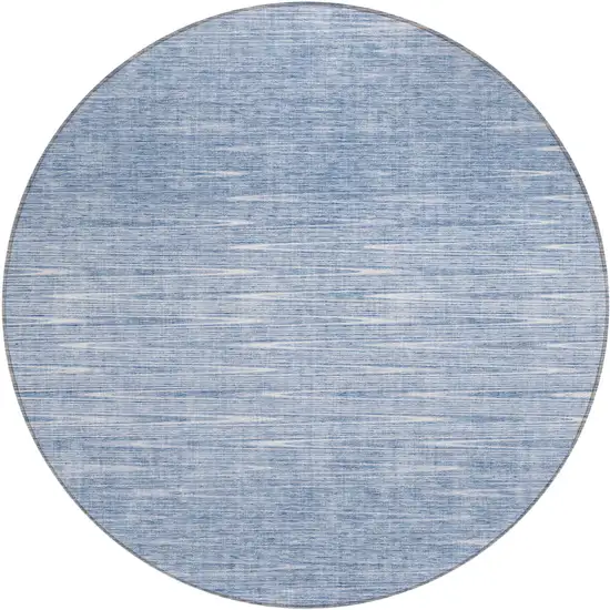 8' Denim Blue And Blue Round Abstract Washable Indoor Outdoor Area Rug Photo 2