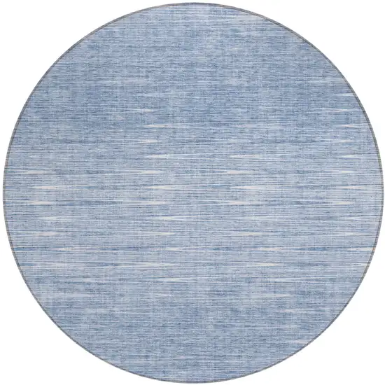8' Denim Blue And Blue Round Abstract Washable Indoor Outdoor Area Rug Photo 2