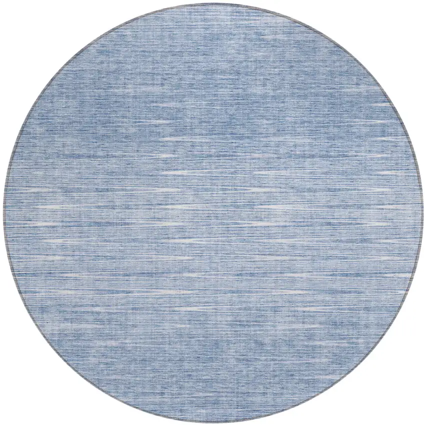 8' Denim Blue And Blue Round Abstract Washable Indoor Outdoor Area Rug Photo 2