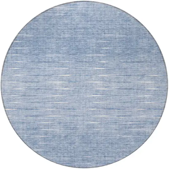 8' Denim Blue And Blue Round Abstract Washable Indoor Outdoor Area Rug Photo 4