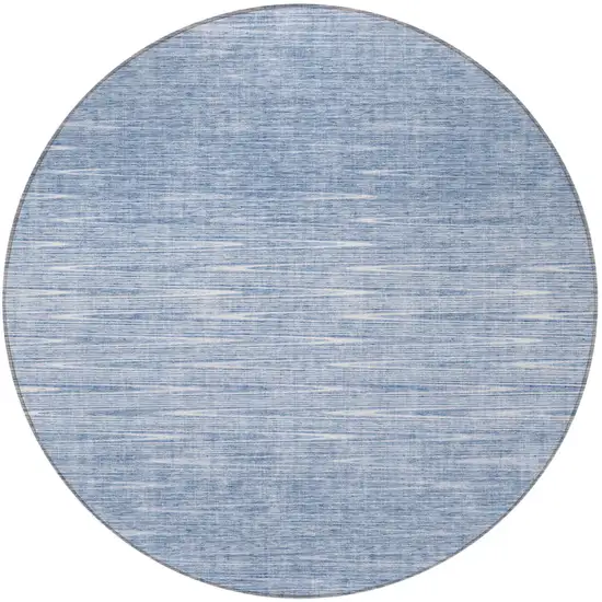 8' Denim Blue And Blue Round Abstract Washable Indoor Outdoor Area Rug Photo 4