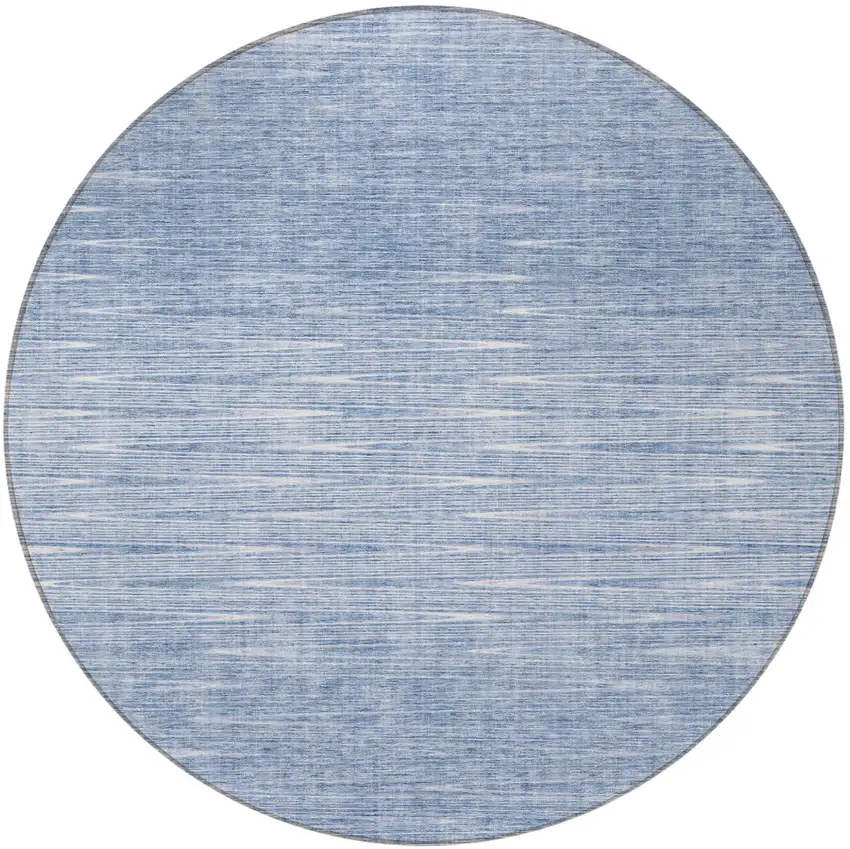 8' Denim Blue And Blue Round Abstract Washable Indoor Outdoor Area Rug Photo 4