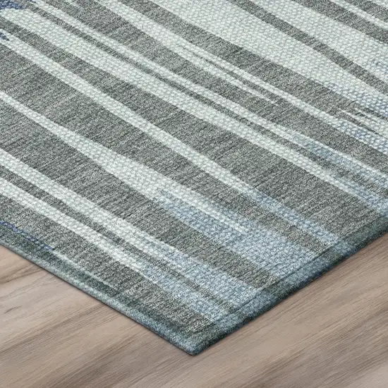 8' Denim Blue And Blue Round Striped Washable Indoor Outdoor Area Rug Photo 4