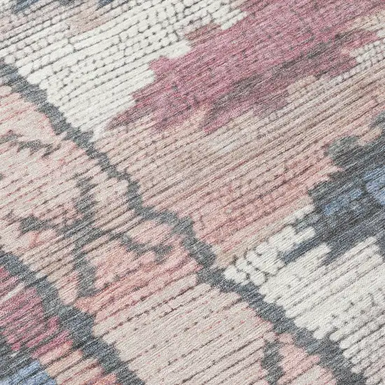 8' Denim Blue And Blush Round Tribal Washable Indoor Outdoor Area Rug Photo 9