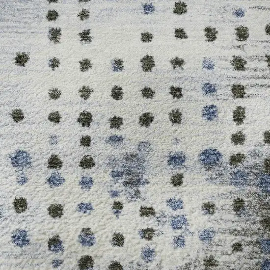 8' Denim Blue And Chocolate Geometric Washable Round Rug With UV Protection Photo 9