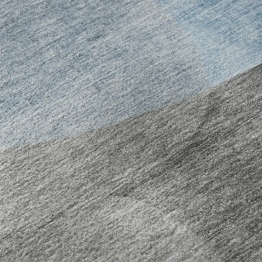 8' Denim Blue And Gray Abstract Washable Round Rug With UV Protection Photo 7