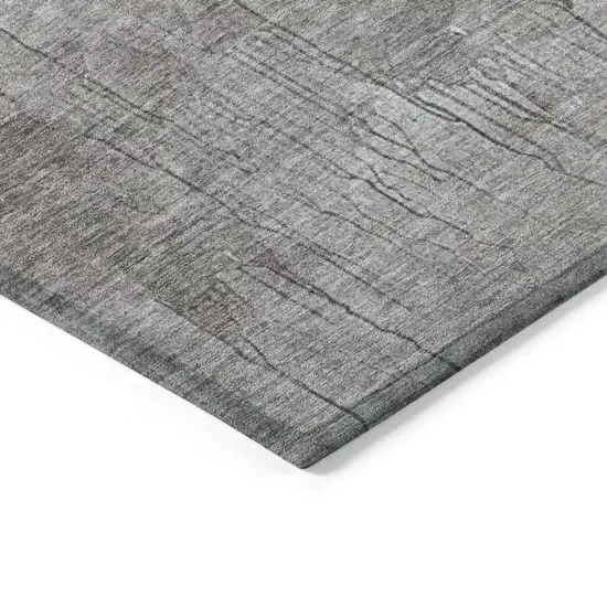 8' Denim Blue And Gray Round Abstract Washable Indoor Outdoor Area Rug Photo 5