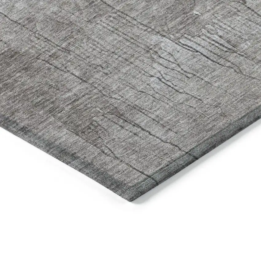 8' Denim Blue And Gray Round Abstract Washable Indoor Outdoor Area Rug Photo 5