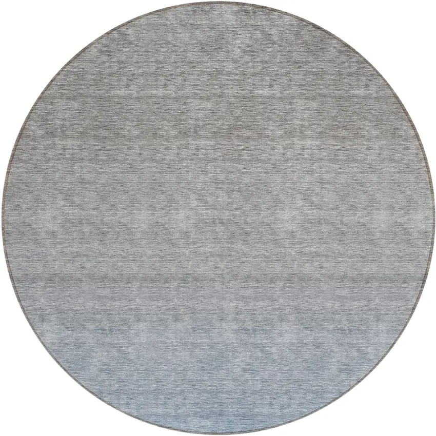 8' Denim Blue And Gray Round Ombre Washable Indoor Outdoor Area Rug Photo 2