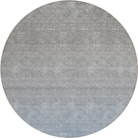 8' Denim Blue And Gray Round Ombre Washable Indoor Outdoor Area Rug Photo 2
