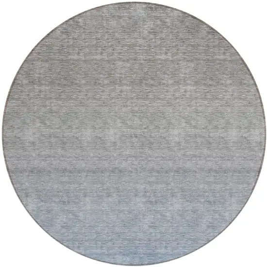 8' Denim Blue And Gray Round Ombre Washable Indoor Outdoor Area Rug Photo 2