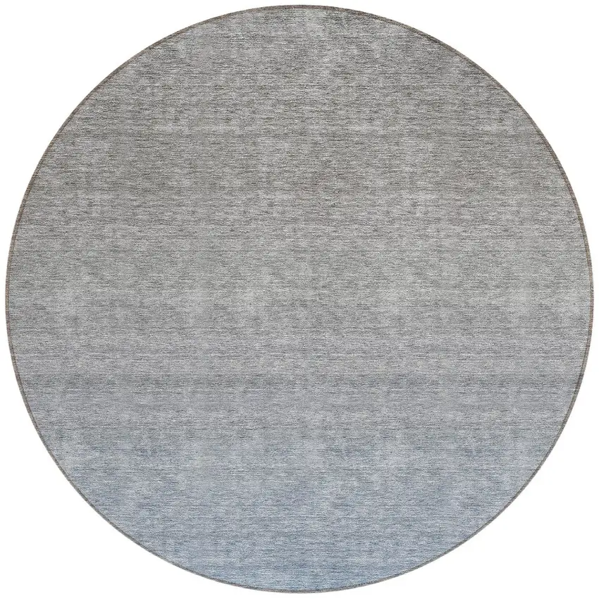 8' Denim Blue And Gray Round Ombre Washable Indoor Outdoor Area Rug Photo 5