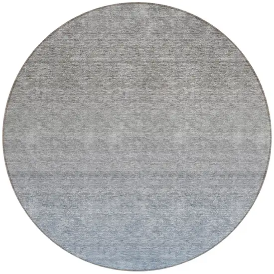 8' Denim Blue And Gray Round Ombre Washable Indoor Outdoor Area Rug Photo 5