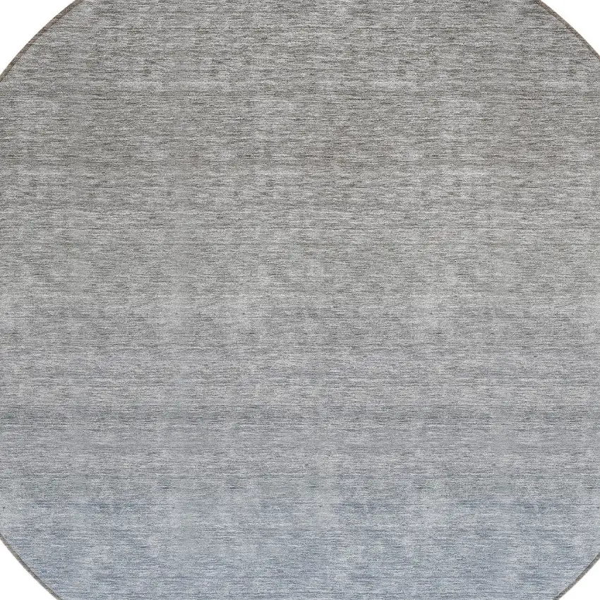 8' Denim Blue And Gray Round Ombre Washable Indoor Outdoor Area Rug Photo 4