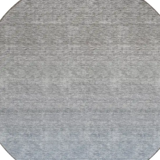 8' Denim Blue And Gray Round Ombre Washable Indoor Outdoor Area Rug Photo 4