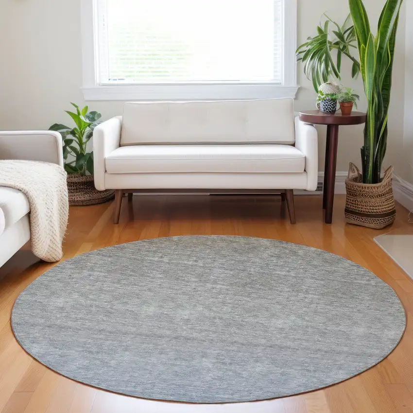 8' Denim Blue And Gray Round Ombre Washable Indoor Outdoor Area Rug Photo 7