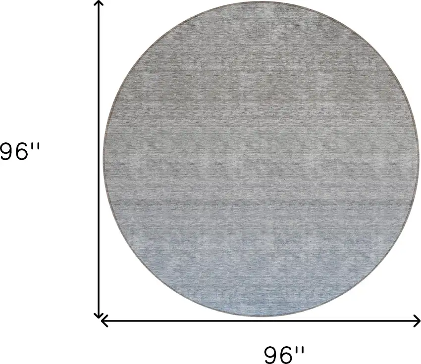 8' Denim Blue And Gray Round Ombre Washable Indoor Outdoor Area Rug Photo 3
