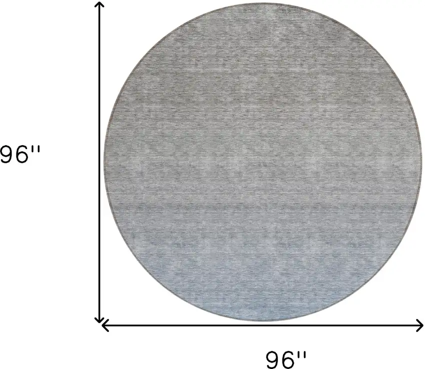 8' Denim Blue And Gray Round Ombre Washable Indoor Outdoor Area Rug Photo 3
